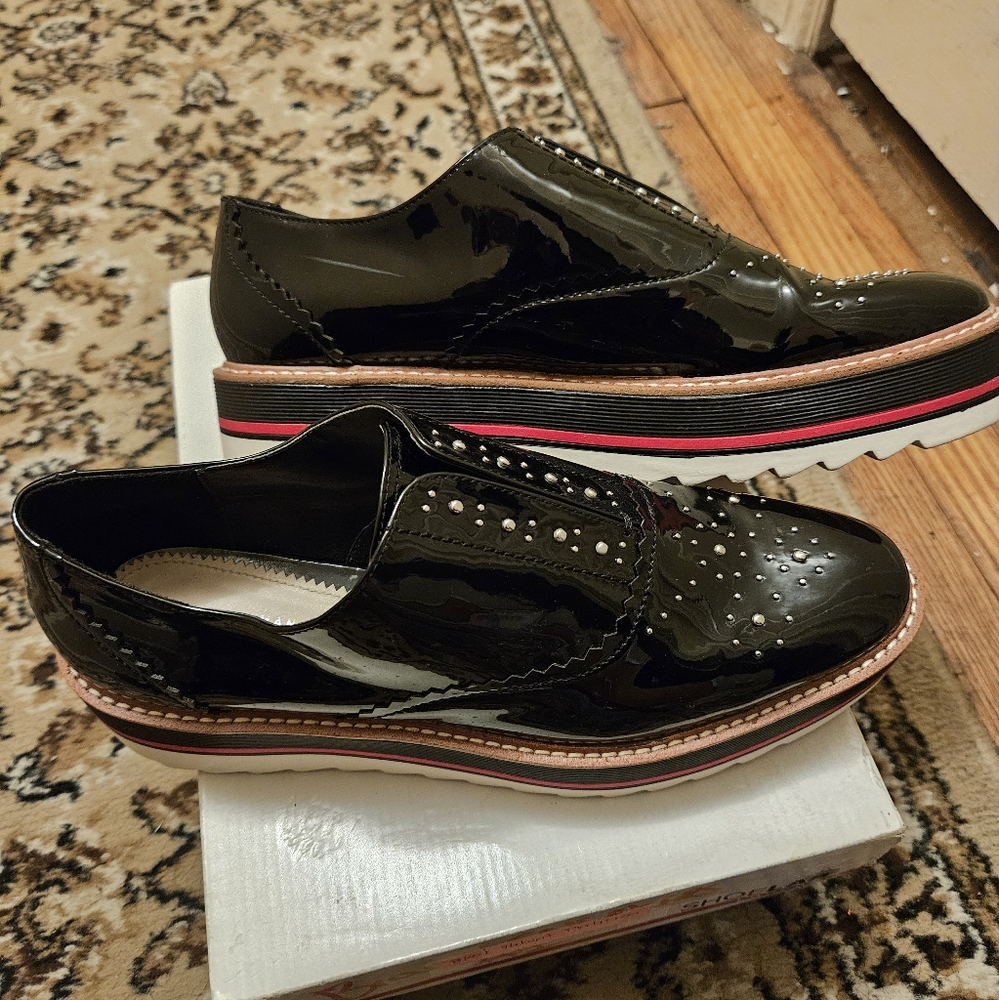 Zara patent Oxford platform shoes